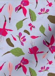 Pink Fuchsia Flowers Bright Blue Pattern Design Fuchsia Flowers Fuchsia Flower Pattern Design