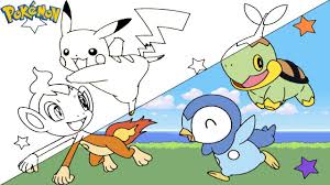 89 pokemon pictures to print and color. Pokemon Coloring Book Games Pikachu Piplup Turtwig Chimchar Coloring Videos Rainbow Splash Youtube