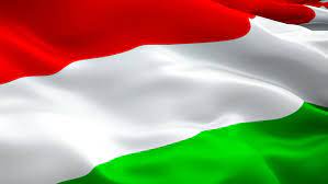 Illustration of the hungarian flag waving. Shutterstock