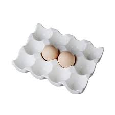 Leoyoubei Pretty Ceramic Egg Plate Kitchen Restaurant Fridge Storage And Cookable Egg Porcelain Decorative Crate White 12 La Egg Holder Fridge Storage Crates