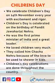 How are international children's day (june 1) and universal children's day (november 20) different? 10 Lines On Childrens Day For Students And Children In English A Plus Topper