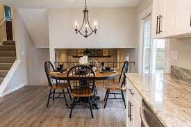 This look takes the dining room to the next level! Split Level House Open Concept Kitchen Dining Room