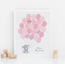 Guest Book Pink Elephant Balloons Guest Book Printable Girl Baby Shower Birthday Signature Gu Palloncini Per Baby Shower Festa Per Il Nascituro Palloncini