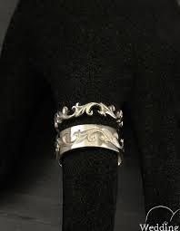 Vine Wedding Bands Set In Vintage Style Unique Silver Wedding Etsy In 2020 Silver Wedding Rings Sets Wedding Band Sets Unique Wedding Bands