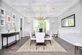 The coffered ceiling looks elegant in white as it contains crown molding. Sophisticated Dining Room With Coffered Ceiling Hgtv