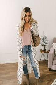 Black And White Striped Cardigan Soft Brushed Striped Duster Cardigan White Black Stripe Cardigan Outfit Boho Boutique Clothing Cardigan Outfits