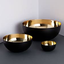 Dk Living Housewares Stainless Steel Black Gold Decorative Bowls