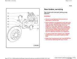 Audi A4 1999 B5 1 G Rear Brake Service Workshop Manual 11 Pages