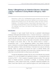 HOI7 Essays: Mangalkavya and Mughal History (1600-1750) Analysis - Studocu
