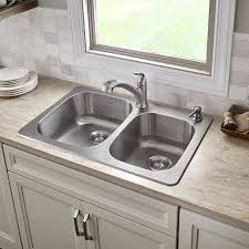 Topmount double kitchen sink side splash faucet strainer dish drainer basket combo set for restaurant, 304 stainless steel sink with complete plumbing kit drainer waste (750x410x220mm)cupboard organi $640.71 $ 640. Sullivan 33x22 Inch Stainless Steel Kitchen Sink Kit American Standard