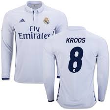Choose the real madrid long sleeve jersey, and stay warm while you run drills with your team, pass the ball around with friends, or relax on your day off. 16 17 Real Madrid Cf 8 Toni Kroos White Home Replica Long Sleeve Soccer Jersey