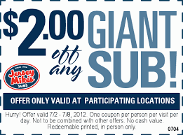 2 Bucks Off Your Giant Sub At Jersey Mikes Printable Coupons Restaurant Coupons Coupons