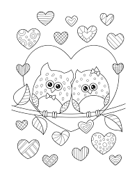 Happy Valentine S Day Coloring Book For Adults Kids 50 Etsy In 2021 Owl Coloring Pages Printable Valentines Coloring Pages Heart Coloring Pages