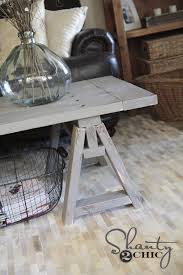 At a coffee shop or lunch counter, walking. Diy Sawhorse Coffee Table Free Plans Tutorial With Helpful Tips
