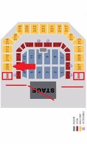 map of venue depicting line of sight from section 308