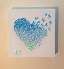 Ahnliche Artikel Wie Blau Ombre Schmetterling Herz 3d Papierkunst Leinwand Wand Hangenden Kinderzimmer Kunst Gift Auf 3d Paper Art Crafts Paper Art