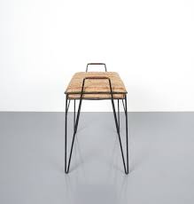 Steel Wire Frame Stools Set Of Four Small Benches Circa 1950
