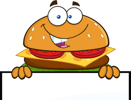 Hamburger, pizza, sausages, snacks, sandwiches, ice cream, food menu. Chef Hamburger Cartoon Holding A Sign Vector 7974262 Clipart World