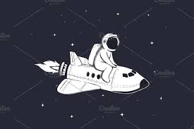 Astronaut Flies On Shuttle Space Illustration Astronaut Illustration