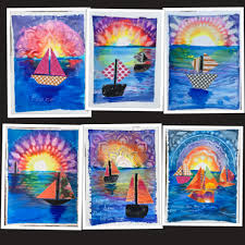 Seascape Multimedia Mixedmedia Boat 2nd 3rd 4th Summer Art Projects Elementary Art Projects Kids Art Projects