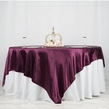 90 Eggplant Satin Overlay Seamless Square Table Overlays Table Overlays Wedding Table Overlays Square Tables