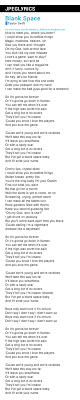 Kobalt music publishing ltd., sony/atv music publishing llc, universal music publishing group lyrics licensed and provided by lyricfind Blank Space By Taylor Swift Lyrics Jpeg Lyrics