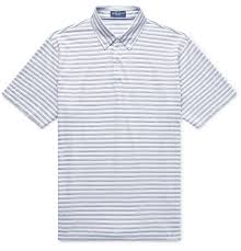 Peter Millar Button Down Collar Striped Cotton And Linen