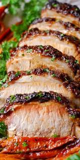 Brown Sugar Dijon Pork Loin With Carrots And Sweet Potatoes In 2020 Pork Loin Recipes Pork Loin Roast Recipes Pork Glaze
