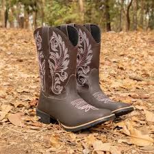 Bota Texana Country Feminina Rodeio Bico Quadrado