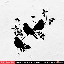 Bird On Branch Silhouette Png Svg 3 Birds On A Branch Silhouette Vector File For Cricut And Silhouette Cameo Zip File For Instant Download In 2020 Silhouette Vector Svg Jungle Wall Decals