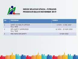 8 hingga 27 julai 2018. Jadual Bulan November Dan Disember Niosh Wilayah Utara Facebook