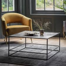 Square embossed metal and mirrored glass end table side lamp coffee table. Antique Copper Valery Square Metal Coffee Table Modern Tables