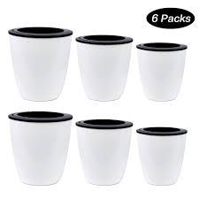 10 diy plastic flower pot makeover ideas. Mokani 6 Packs Self Watering Flower Planter Pots Indoor Outdoor Garden Modern Home Decor Pot White Plastic Buy Online In Cook Islands At Cook Desertcart Com Productid 129174321