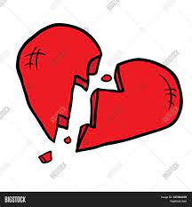 Cartoon of a young man with a sad expression holding a huge red heart broken in two. Broken Heart Cartoon Image Photo Free Trial Bigstock