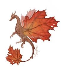 Maple Leaf Dragon By Cs Illustration Tiny Dragon Dragon Art Creature Drawings