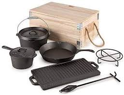 Amazon Com Klarstein Hotrod Masterplan Dutch Oven Set 7 Piece Cookware Set Bbq Cast Iron For Cooking Fr Dutch Oven Set Open Fire Cooking Best Dutch Oven