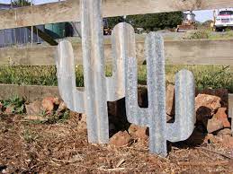 Cactus Made From Recycled Corrugated Iron Metal Yard Art Corrugated Metal Art Metal Garden Art