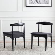 SAFAVIEH Lionel Black 17 in. Wood Dining Chair Set of 2 DCH1003B-SET2