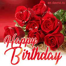 Spectacular flower bouquet happy birthday animated card (gif). Sparkling Bouquet Of Red Roses Gif Ecard Download On Funimada Com