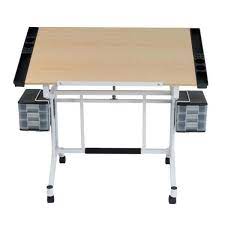 Studio Designs Pro 38 In W Work Surface Craft Station With Angle Adjustable Top 4 Supply Side Trays 2 3 Drawers White Maple 13244 The Home Depot Craft Station Design Studio Design