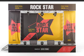 Free psd mockup templates for designers to showcase your design. Stage Advertising Banners Mockup In Outdoor Advertising Mockups On Yellow Images Creative Store