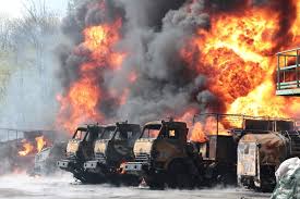 Flattened cities, burning vehicles ...