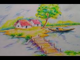How To Draw A Beautiful Scenery For Kids Easy Drawing Tutorial Drawing Scenery Easy Drawings Scenery Drawing For Kids
