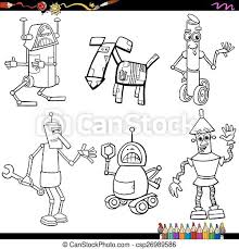 More than 5.000 printable coloring sheets. Fantasy Robots Cartoons Coloring Page Coloring Book Cartoon Illustration Of Funny Fantasy Robots Characters Set Canstock
