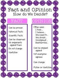 Anchor Chart For Teaching Fact And Opinion