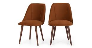 Set Of 2 Lule Dining Chairs Rust Velvet And Walnut Dining Chairs Chairs Made Com Dining Chairs Walnut Dining Chairs Chair