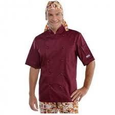 Veste De Cuisine Bordeaux Isacco Manches Courtes Vetements De Travail Vetement Professionnel Veste De Cuisine