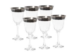 Check spelling or type a new query. Italian Collection Crystal Wine Glasses Silver Rim Greek Key Pattern Walmart Com Walmart Com