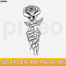 Skeleton Hand Rose Svg, Hands Death Svg, Skull Rose Svg, Flower Tattoo Svg,  Skull Svg, Skeleton Holding Rose Svg, Skeleton Rose Clipart - Etsy