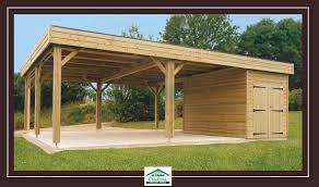 Double Carport Ouvert Avec Abri De Jardin Abri Pour Voiture Pergola Abris Voiture Bois Ports De Voiture